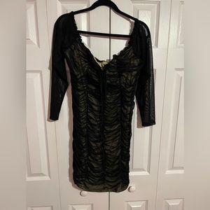 SHEIN Black Mesh Body Con Dress